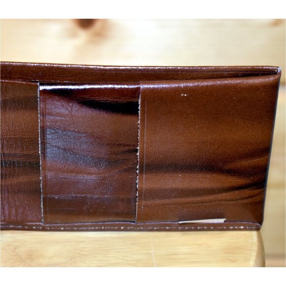 VTG Amity Bifold Wallet Billfold Cowhide Marble Brown Leather w Inspection Card - Picture 4 of 6